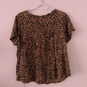 Old Navy Brown Leopard Print Short Sleeve Top